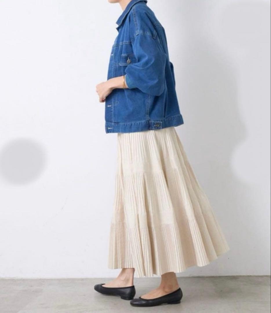 数回着用✳︎プリーツティアードスカート✳︎ホワイト✳︎複数購入でお値下げします！