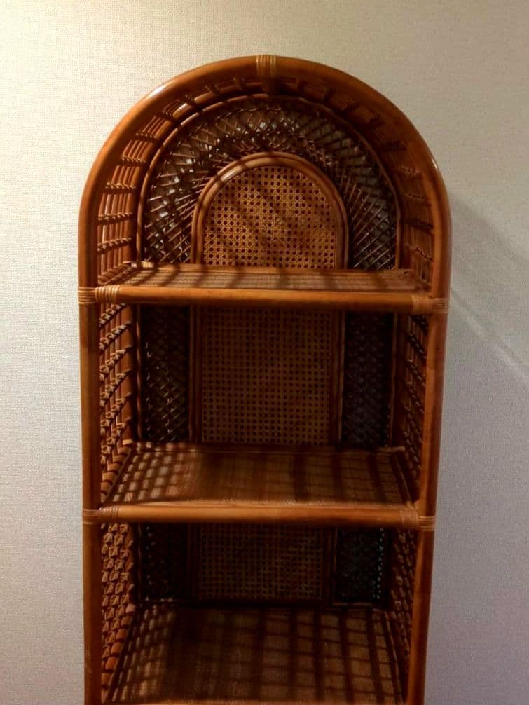 ヴィンテージ アーチラタンラック オープンラック 籐家具 収納 ナチュラル