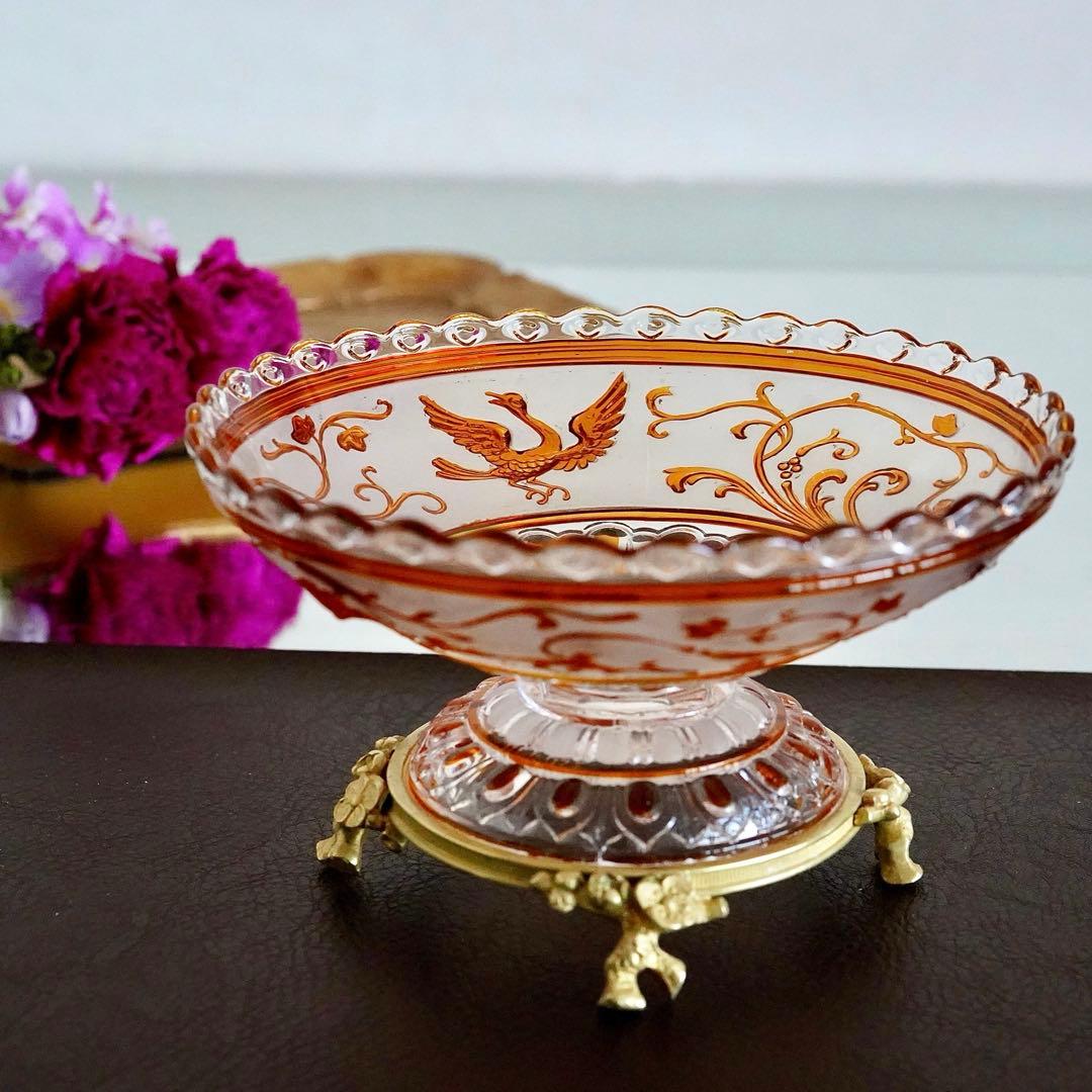 極希少オールドバカラBACCARATルネサンス ブロンズ脚付コンポート/ボウル