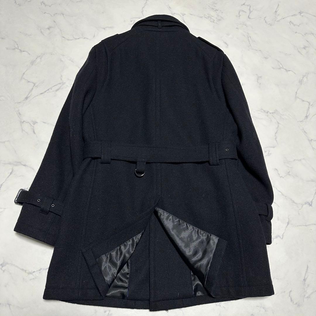 未使用級美品　バーニーズニューヨーク　ウールトレンチコート　ブラック　ベルト　M