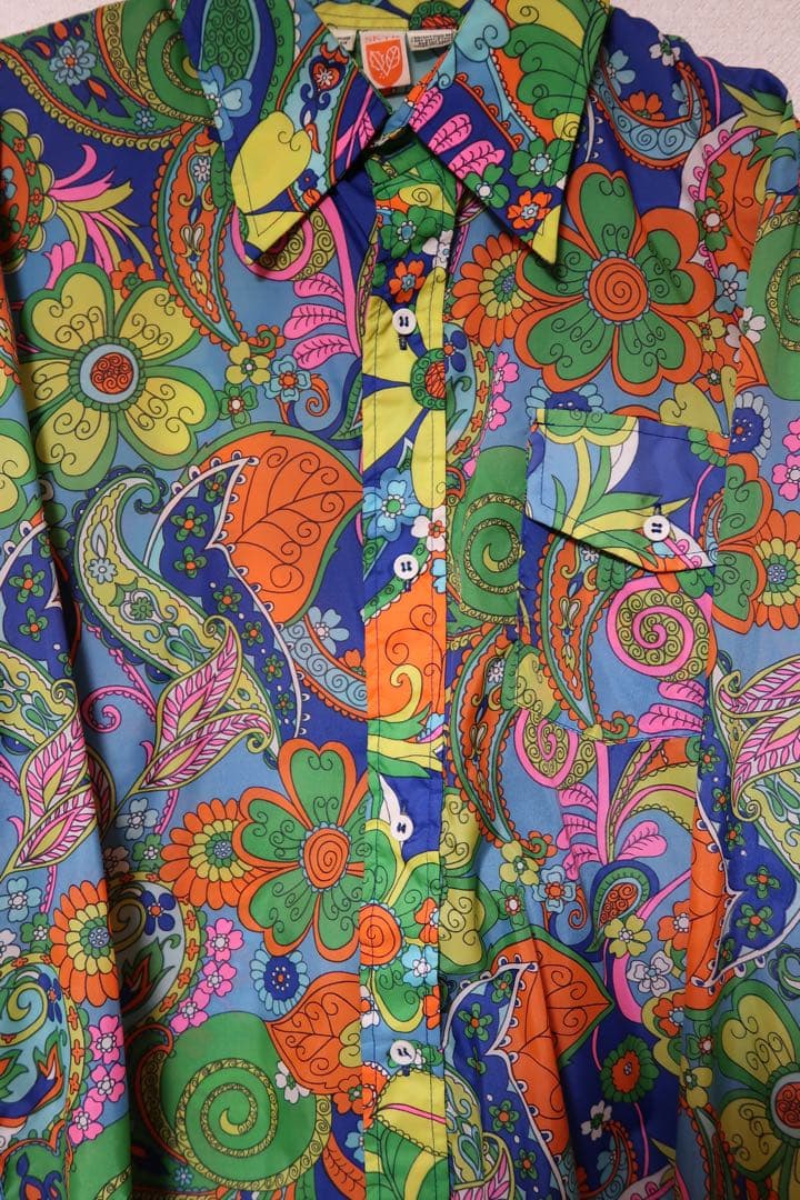 70's SKYR 総柄ナイロンシャツ
