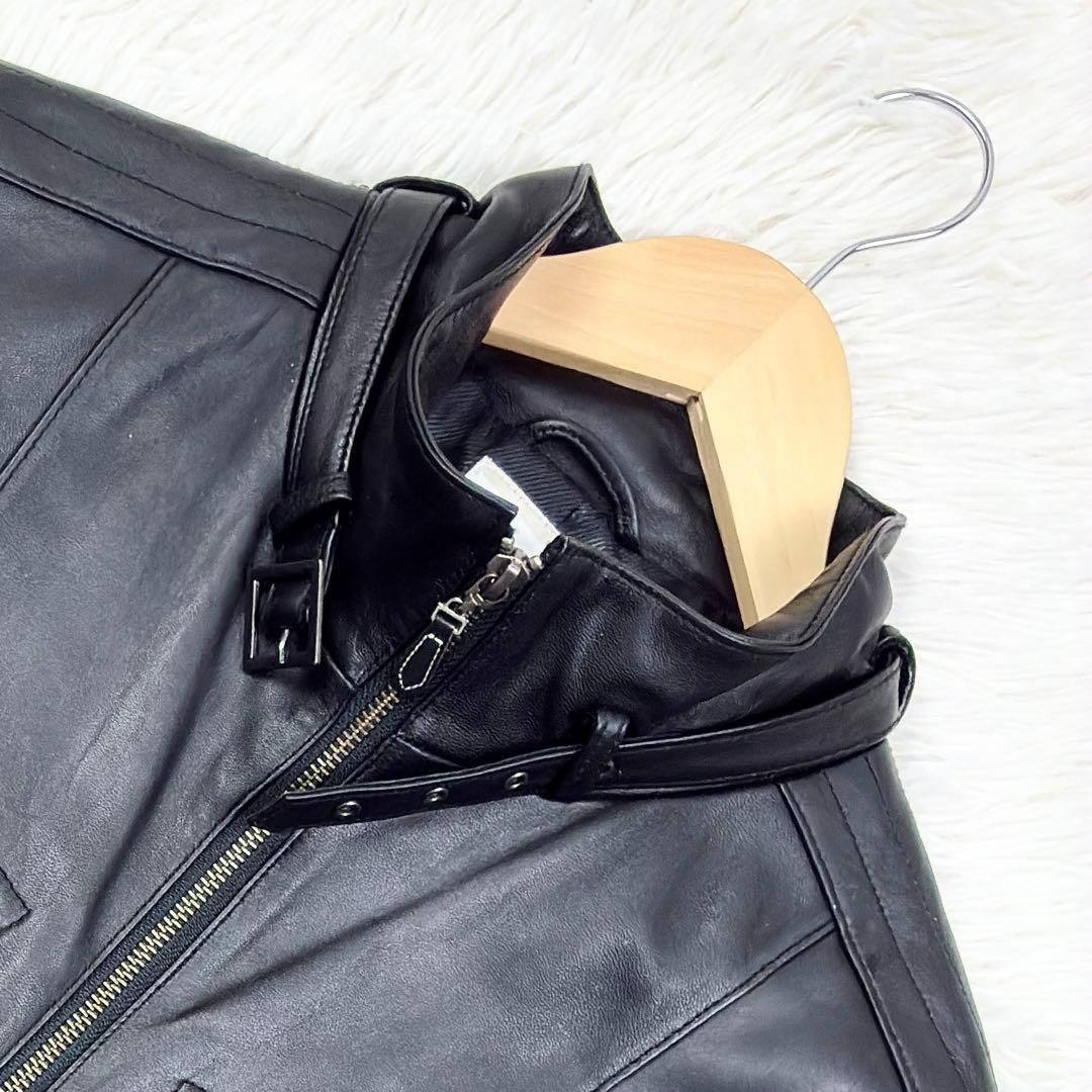 美品　アルファキュービック　ラムレザー　シングルライダース　レザージャケット　M