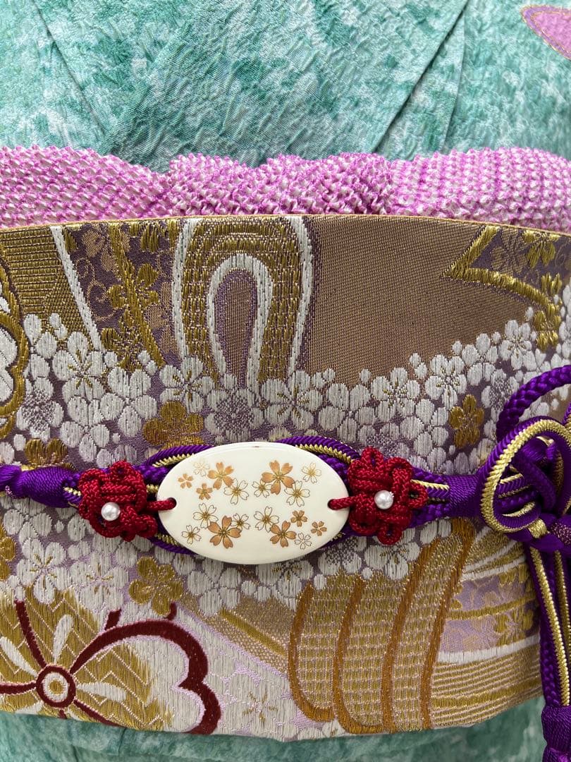 振り袖　フルセット　長襦袢付　金彩加工　疋田柄　結婚式　ふくれ織　成人式　740