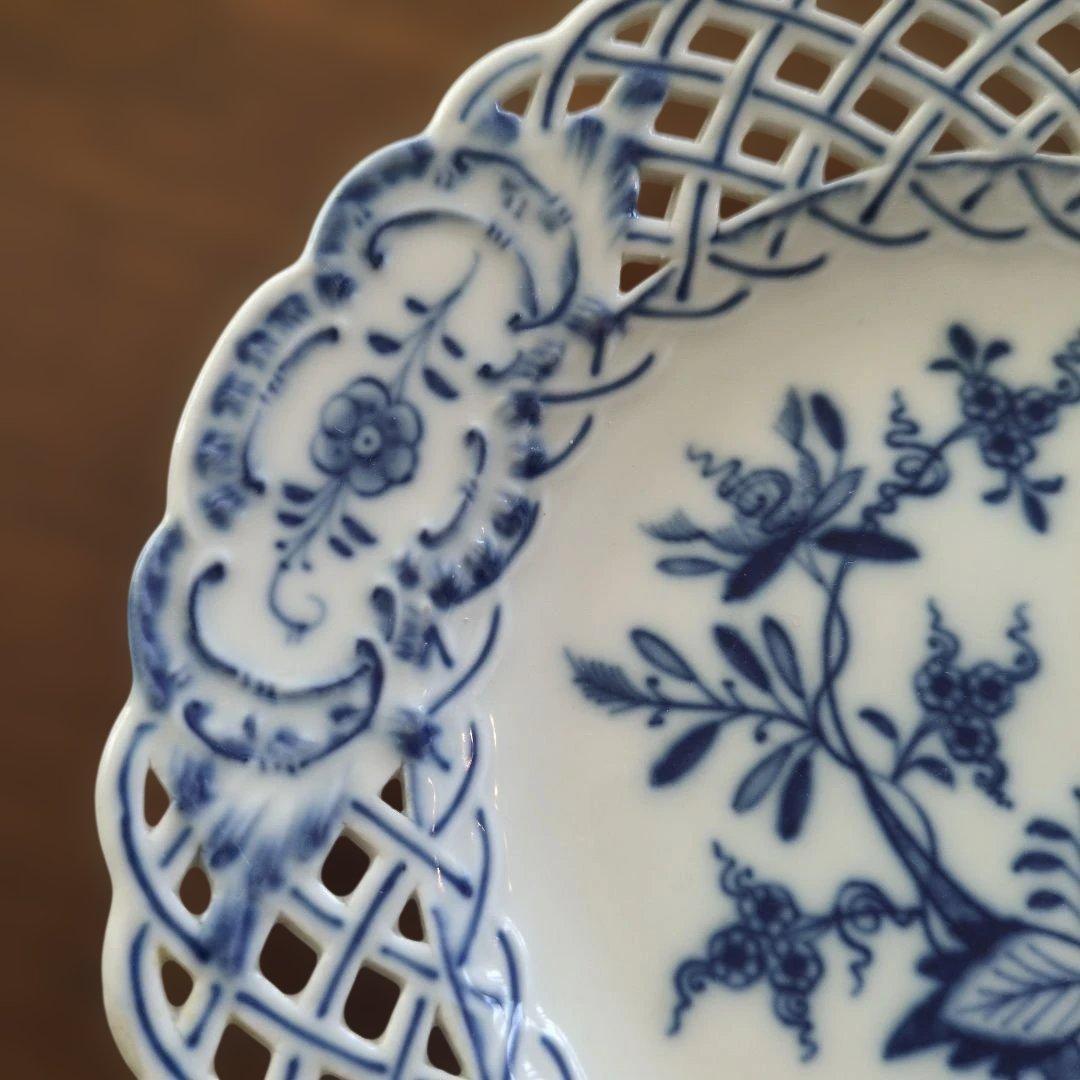 マイセンブルーオニオンプレート 透かしレース