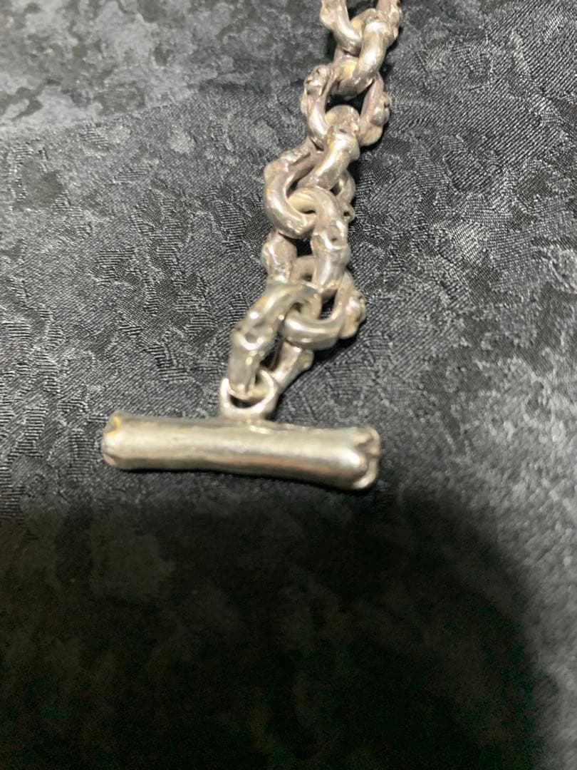 レア！サーティーンデザインズシルバー チェーンブレスレット トグル式スカル&ユリ