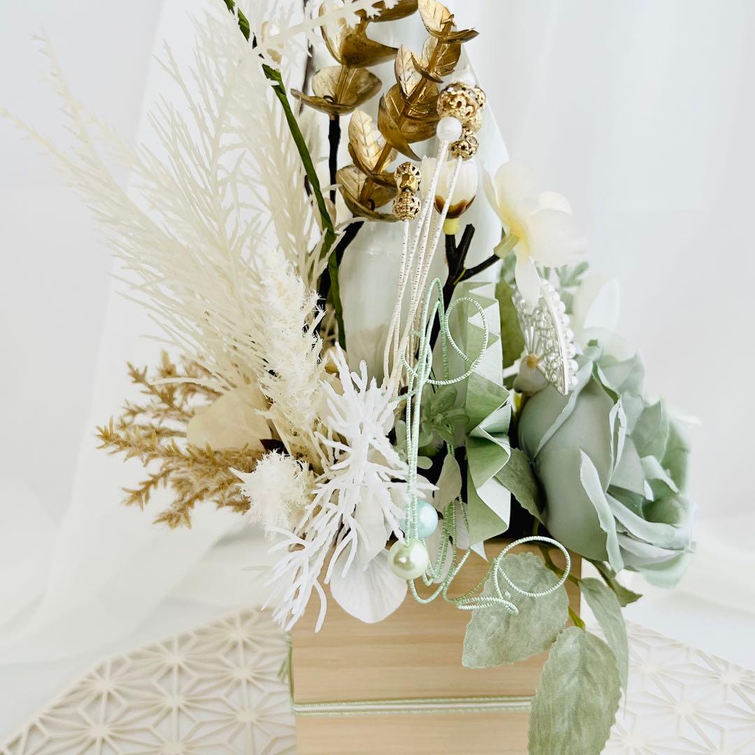 お正月飾り 門松 白 グリーン ゴールド モダン門松 ハンドメイド 大 196