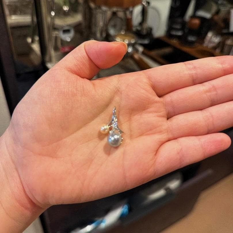 【幻の10mm珠】真多麻 アコヤ真珠 2連ペンダント 強テリ ほぼ無傷 S925