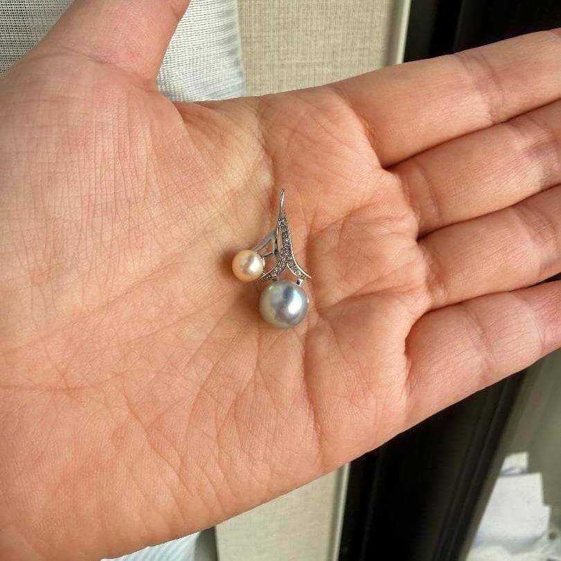 【幻の10mm珠】真多麻 アコヤ真珠 2連ペンダント 強テリ ほぼ無傷 S925