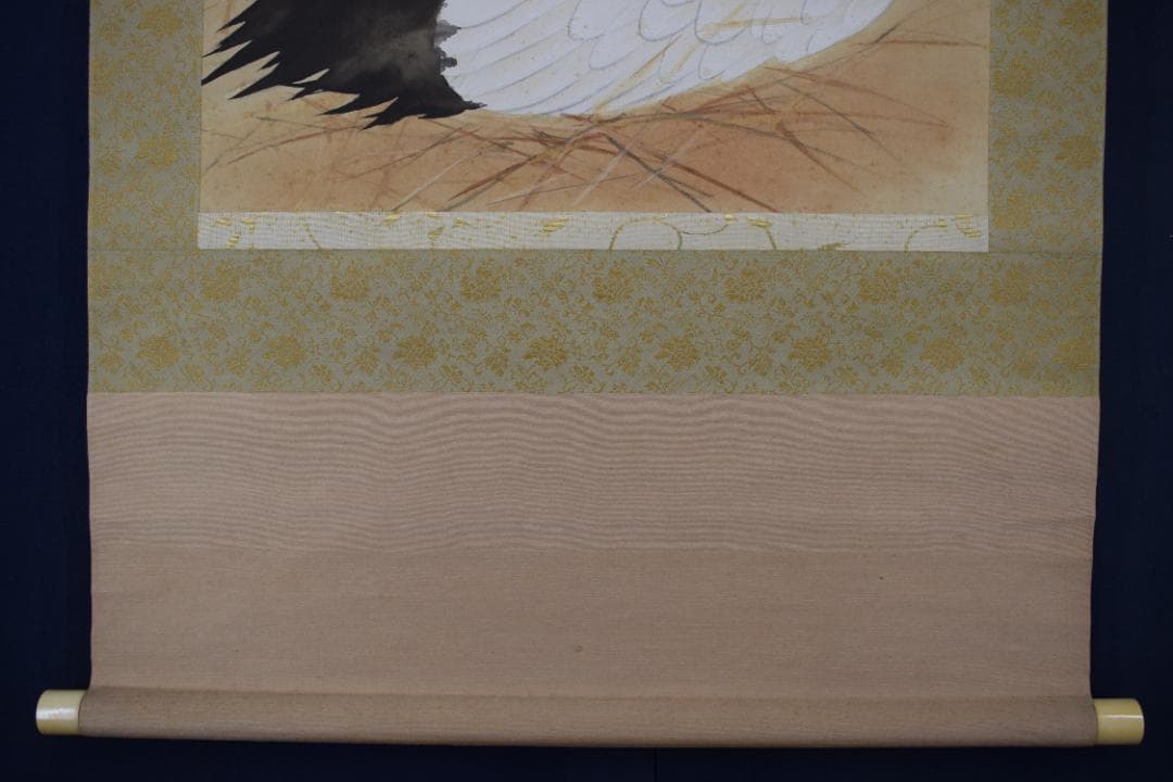 【真作】東原方僊/鶴図/巣籠図/横物/掛軸☆宝船☆Y-515　JM