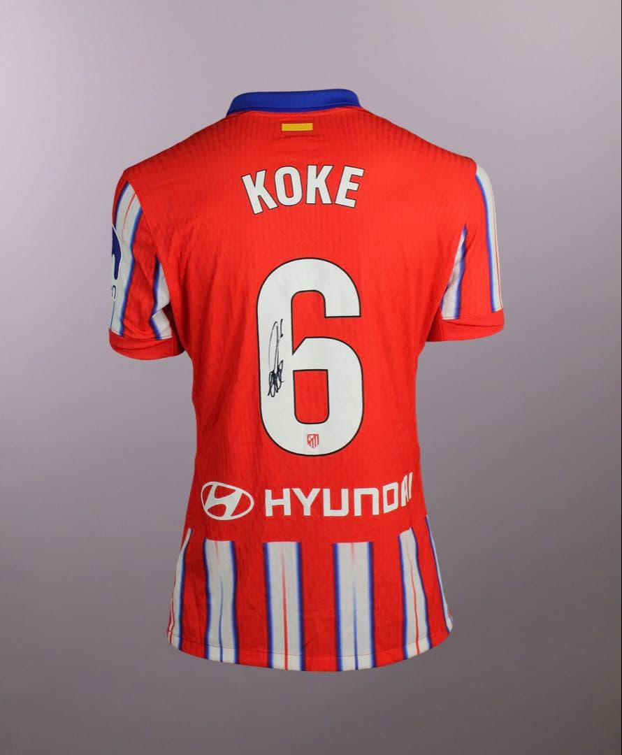 実使用ユニフォーム　アトレティコ・マドリード　コケ　サイン入り実使用ユニフォーム