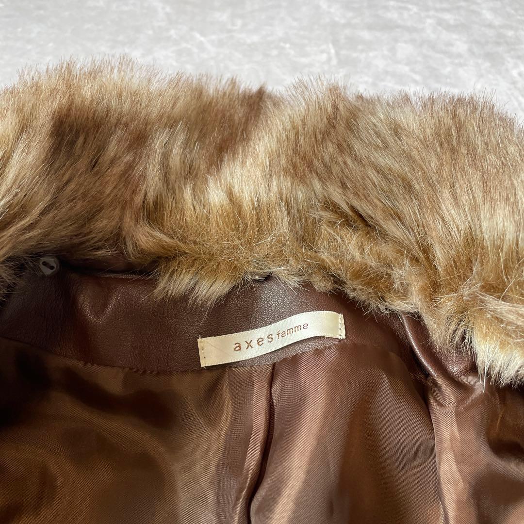 アクシーズファム　y2k ギャル　フリル　ブラウン　レザー　ショートジャケット