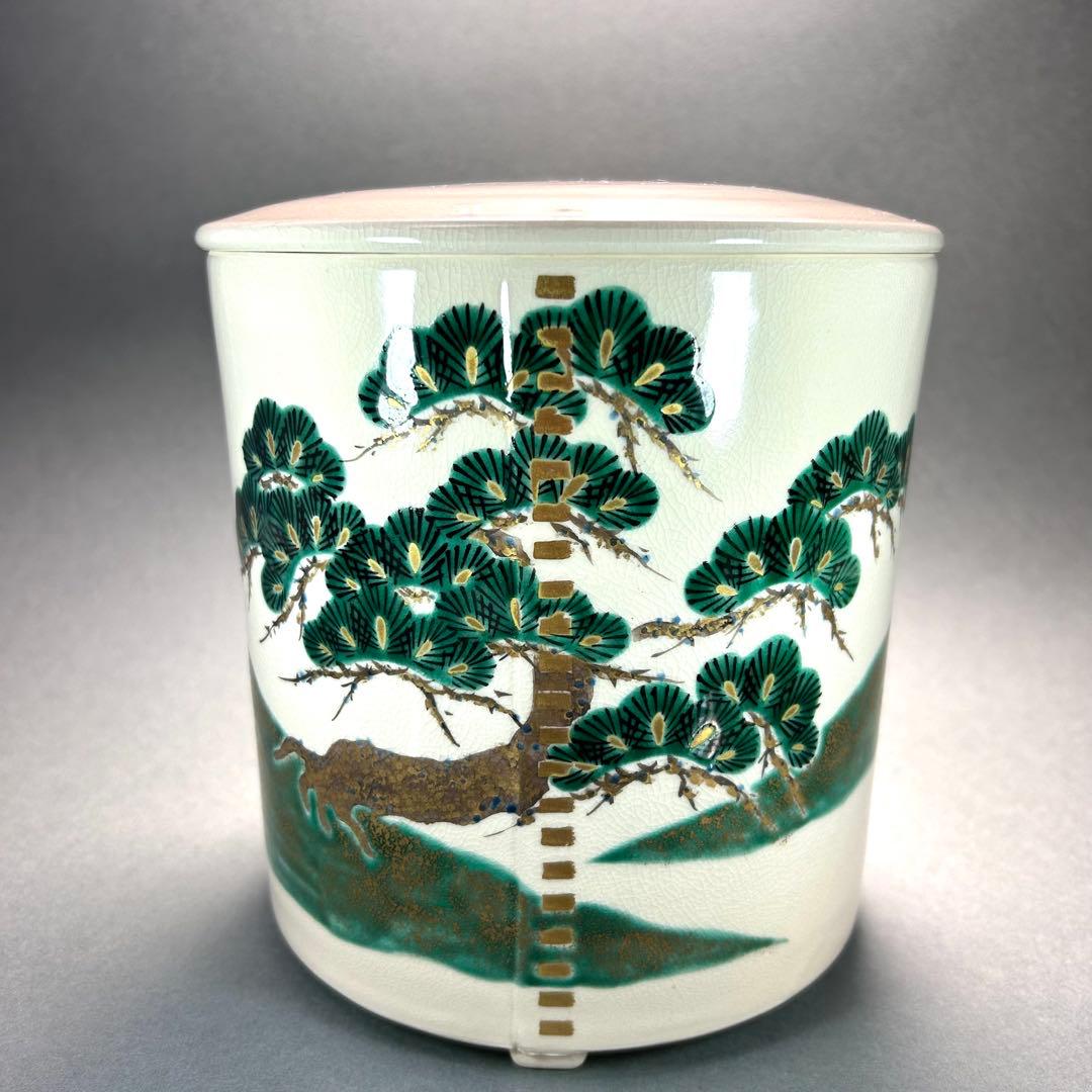 水指　『手塚大示　仁清写　松鶴絵曲形』　即中斎好写　桃山窯　茶道具　共箱　工芸品