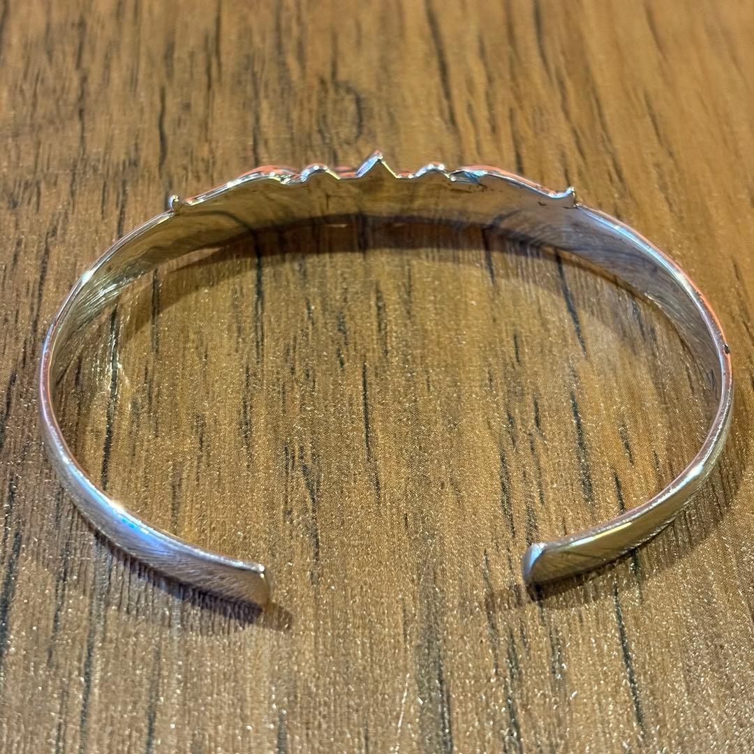 シルバー925 ブレスレット アラベスク柄 百合の紋章 フレア バングル