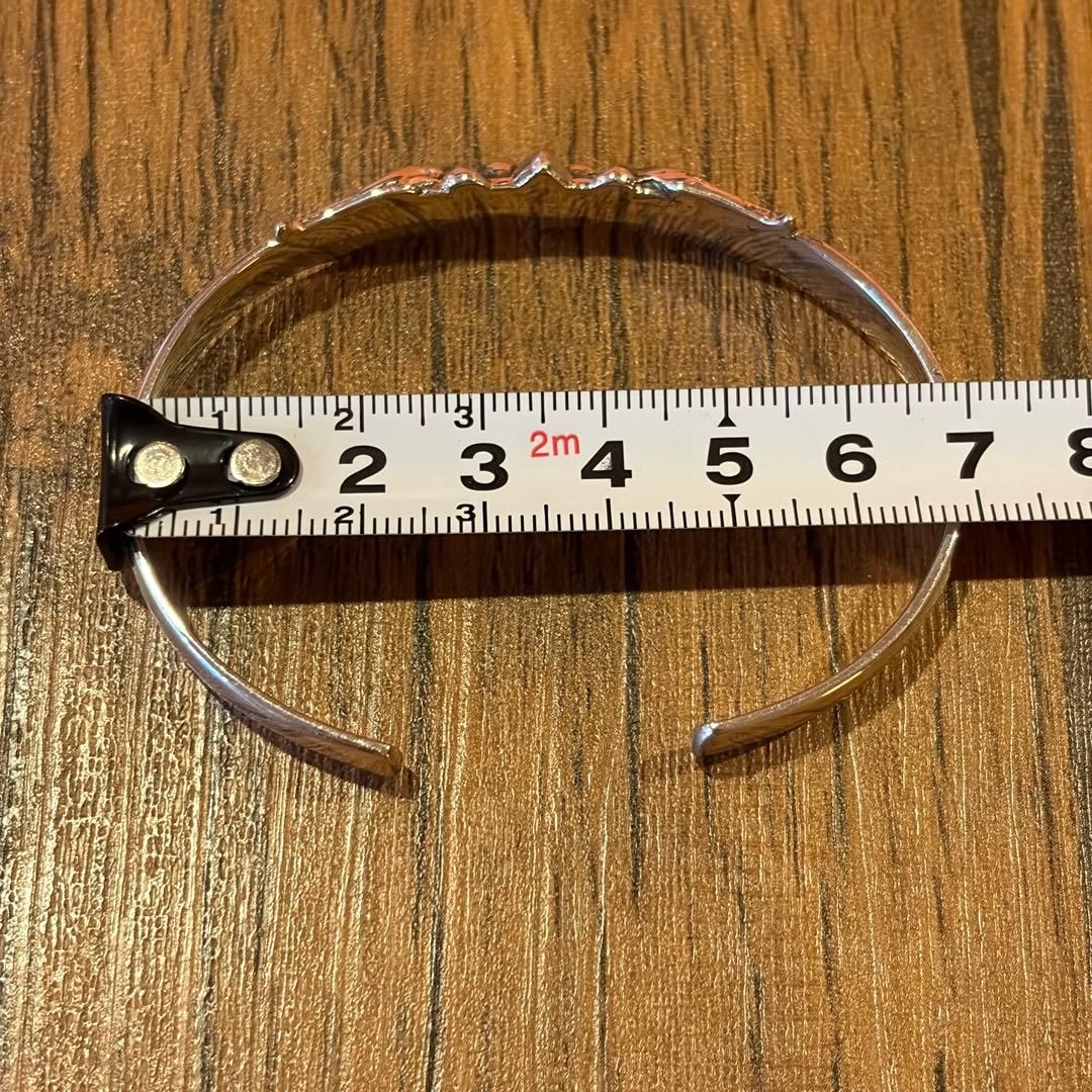 シルバー925 ブレスレット アラベスク柄 百合の紋章 フレア バングル