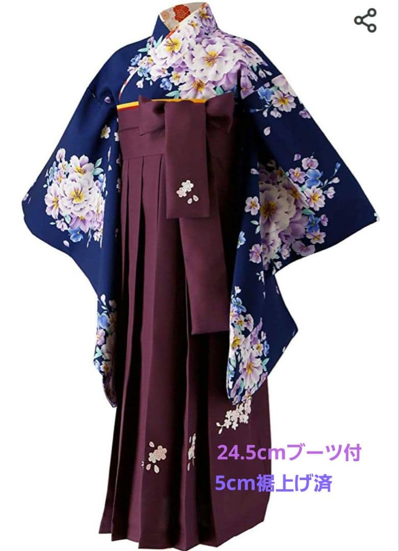 着物、袴、ブーツ、髪飾り　4点セット