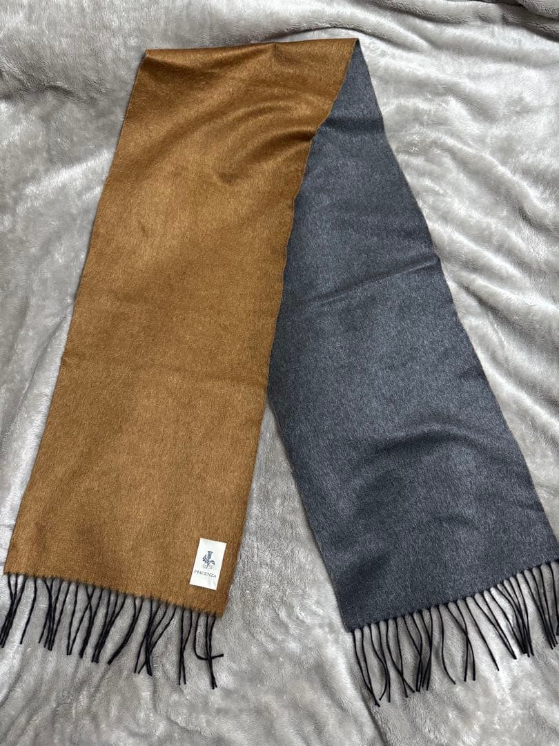 PIACENZA カシミヤ マフラー ブラウン/グレー