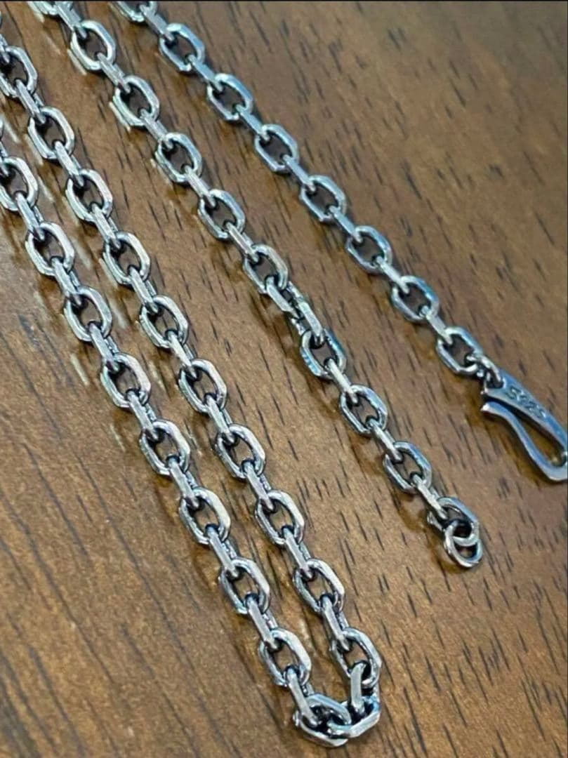 ☆新品☆ シルバーs925ネックレス 燻しアズキチェーン　4mm×50cm