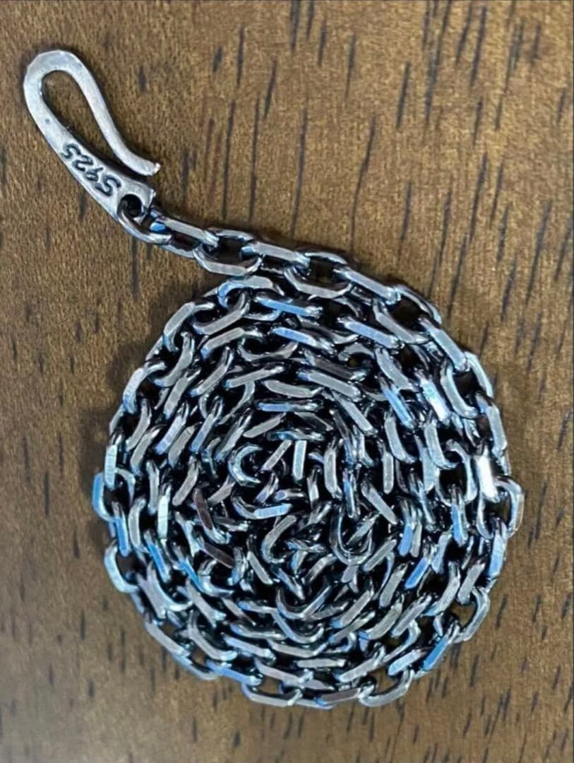 ☆新品☆ シルバーs925ネックレス 燻しアズキチェーン　4mm×50cm