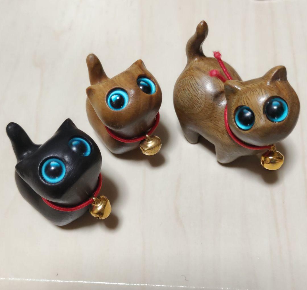 猫　置き物　木彫り　スーダン　【34】