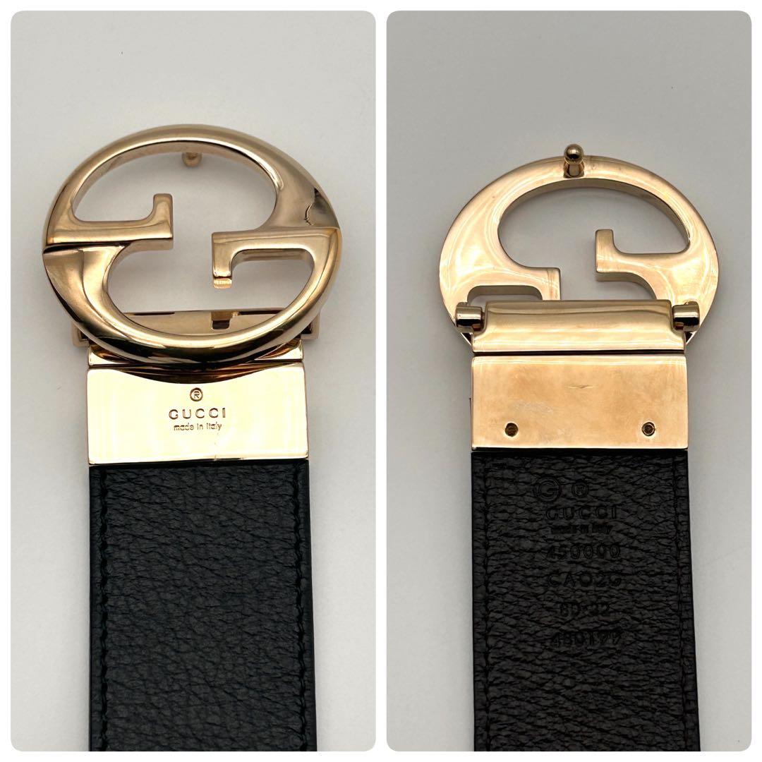 美品✨ GUCCI グッチ ベルト GGロゴ バックル リバーシブル レザー