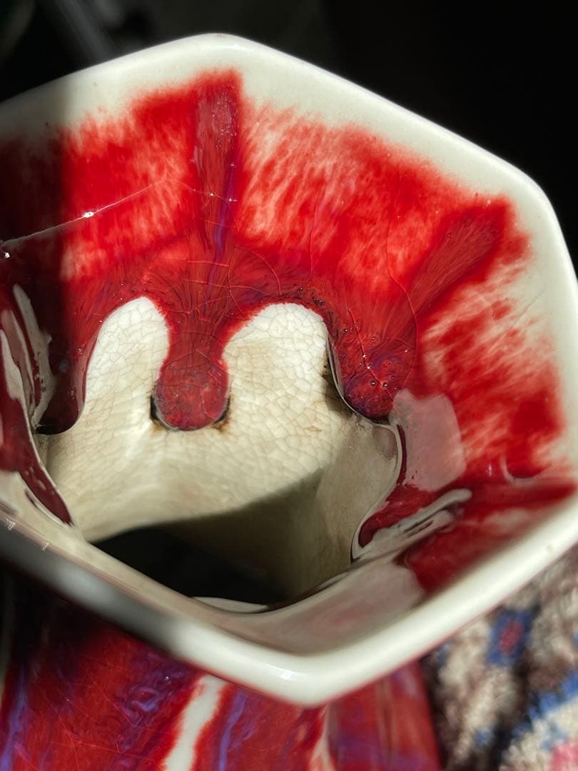 清 /赤珊瑚釉•紅釉花瓶［雍正年製］在銘/中国 古美術