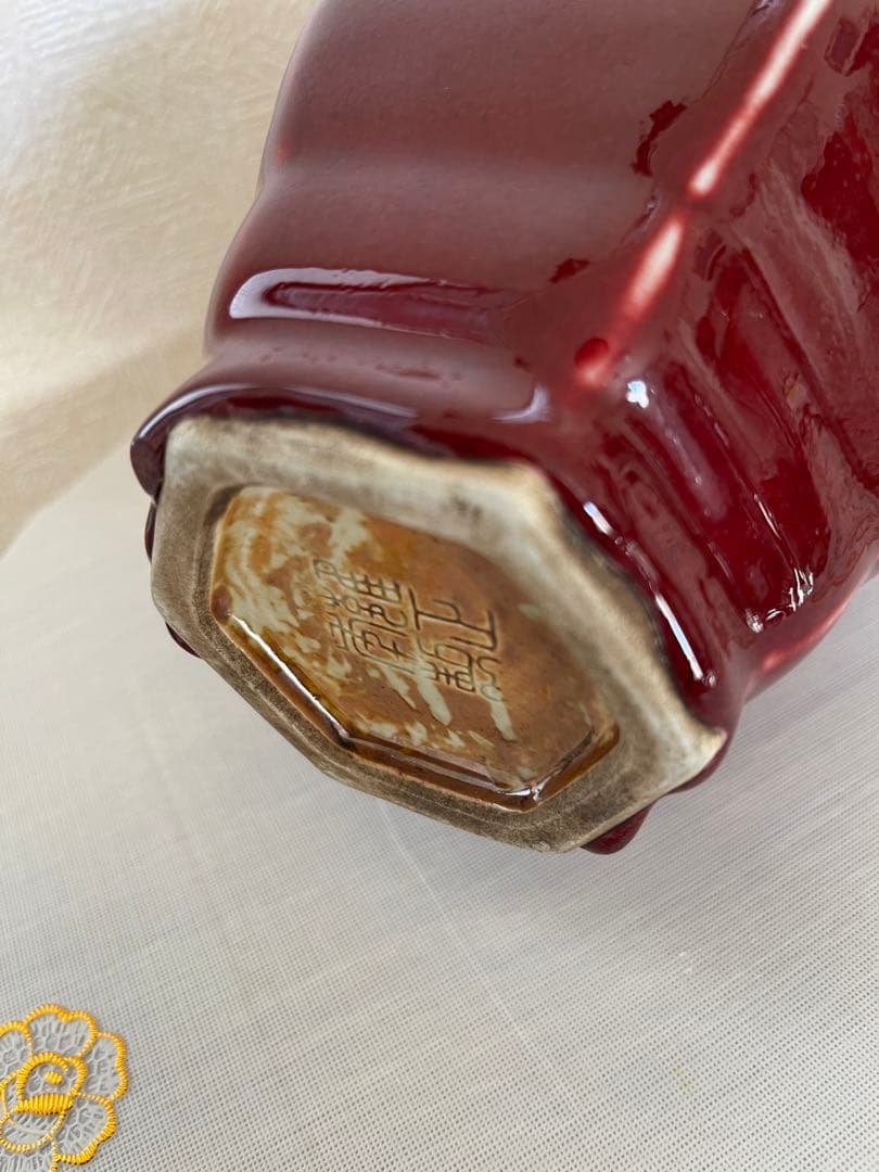 清 /赤珊瑚釉•紅釉花瓶［雍正年製］在銘/中国 古美術