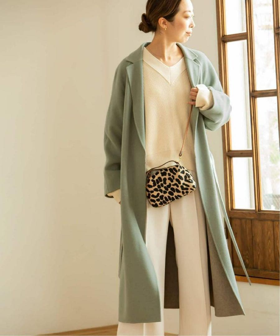 NOBLE 定価7万円 配色Iラインロングチェスターコート