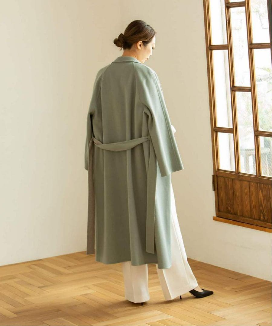 NOBLE 定価7万円 配色Iラインロングチェスターコート