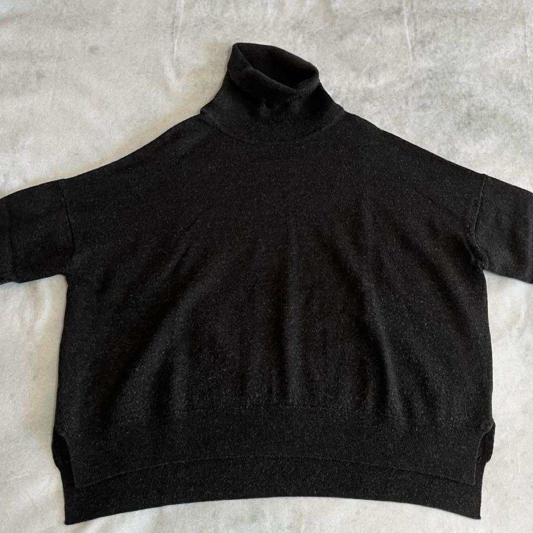 ほぼ新品極美品❤️かぐれ ウール100 タートルネックニット 濃いグレー ゆったり