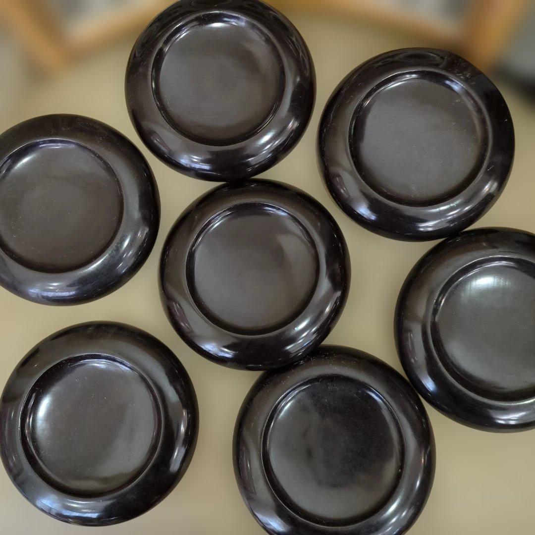 骨董　木皿　蒔絵　図変わり　草花　漆器　金彩　盆　丸盆　7枚