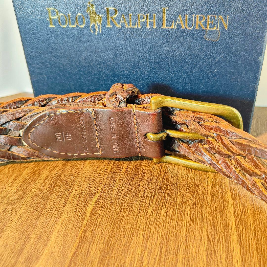 【極厚編込み】ポロラルフローレン　高級イントレチャートドレスベルト　本革　正規品