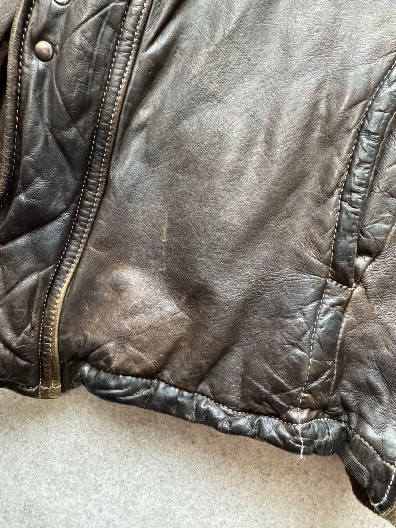 キョウジマルヤマ 後染め加工 高級仔牛革 カーフスキン レザージャケット