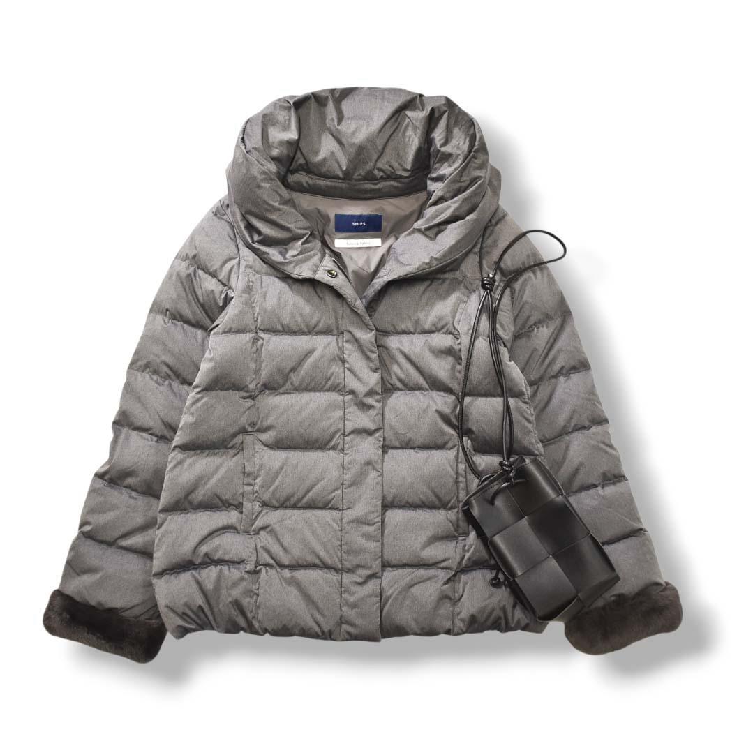 【上質】 シップス ストレッチファブリック ダウンジャケット 38 グレー ♪