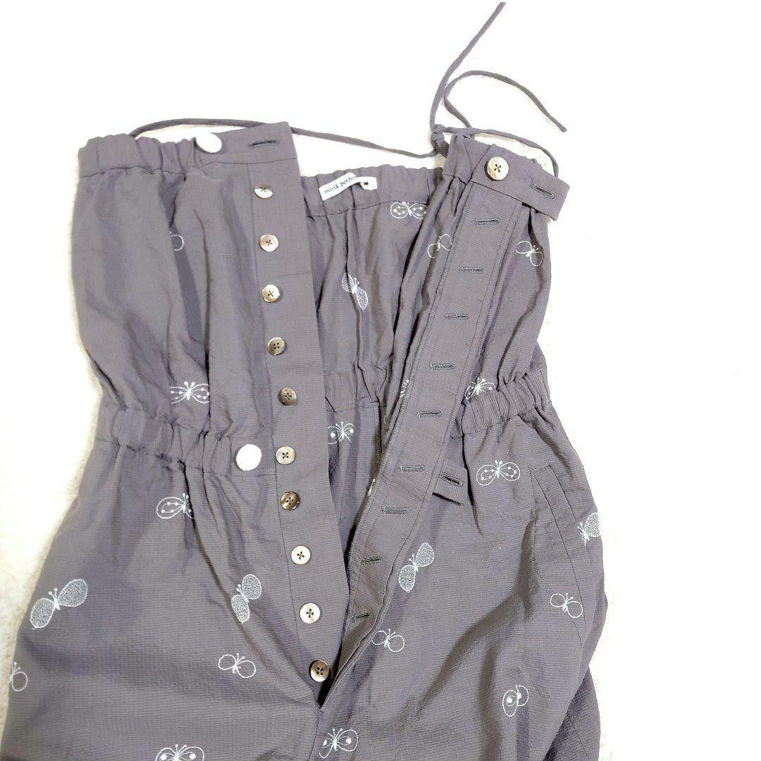 ミナペルホネン サロペット choucho グレー 麻 ストレッチ 日本製 美品