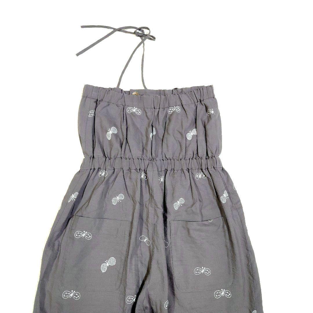 ミナペルホネン サロペット choucho グレー 麻 ストレッチ 日本製 美品