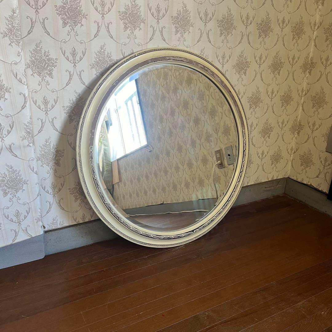 【アンティーク】ヨーロピアンデザイン 丸型 壁掛け鏡 ウォールミラー サークル