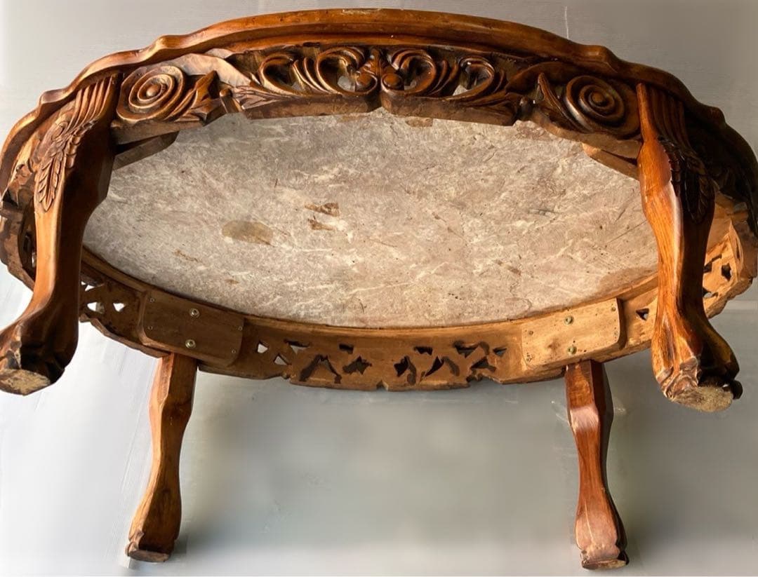 【美品】木彫り テーブル