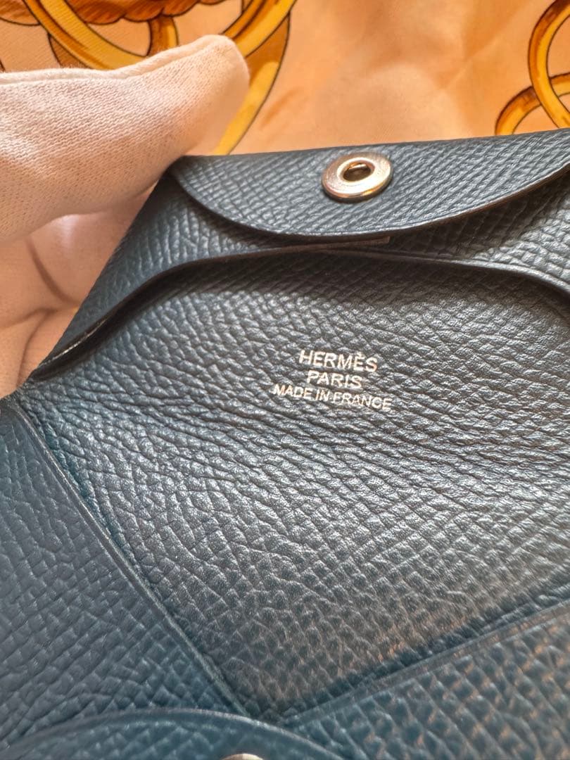 HERMES バスティア　ダークブルー レザー ケース