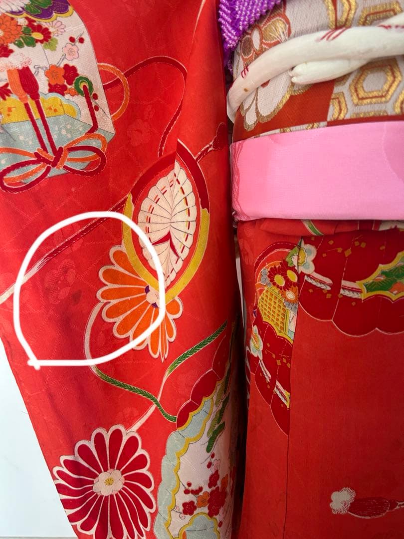 5歳　6歳　7歳　七五三　 アンティーク正絹着物、帯、帯揚げ、帯締め、しごき