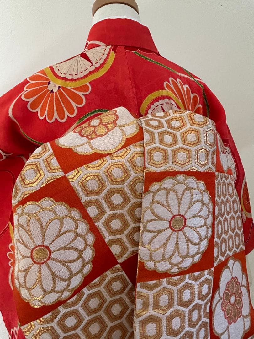 5歳　6歳　7歳　七五三　 アンティーク正絹着物、帯、帯揚げ、帯締め、しごき