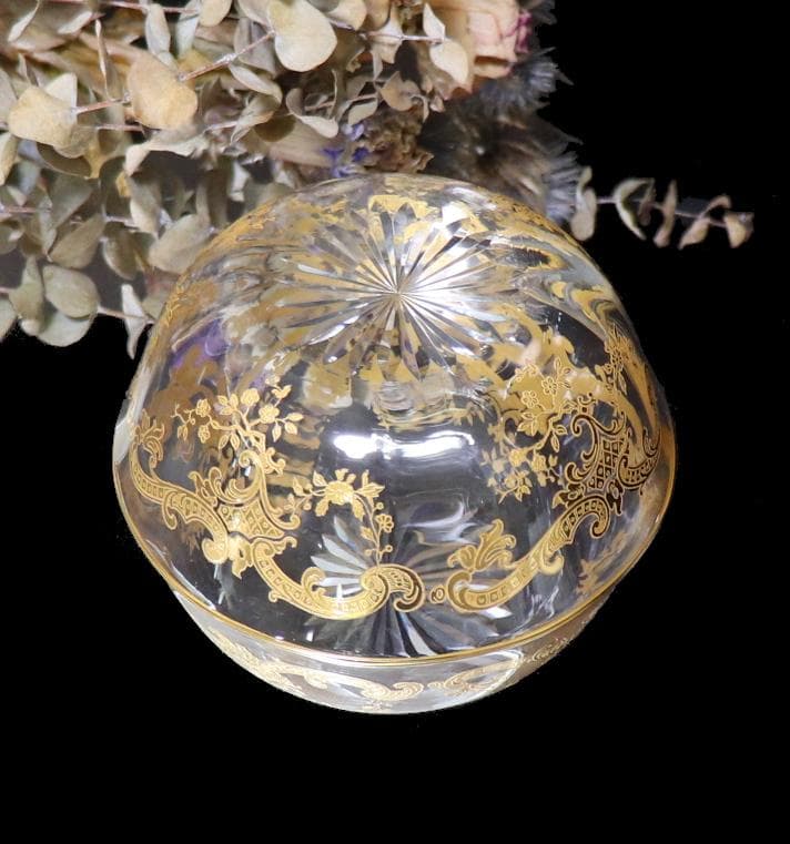 オールド・バカラ 1900年頃 金彩 ロココ調 切子鉢 ボウル ゴールド春海商店