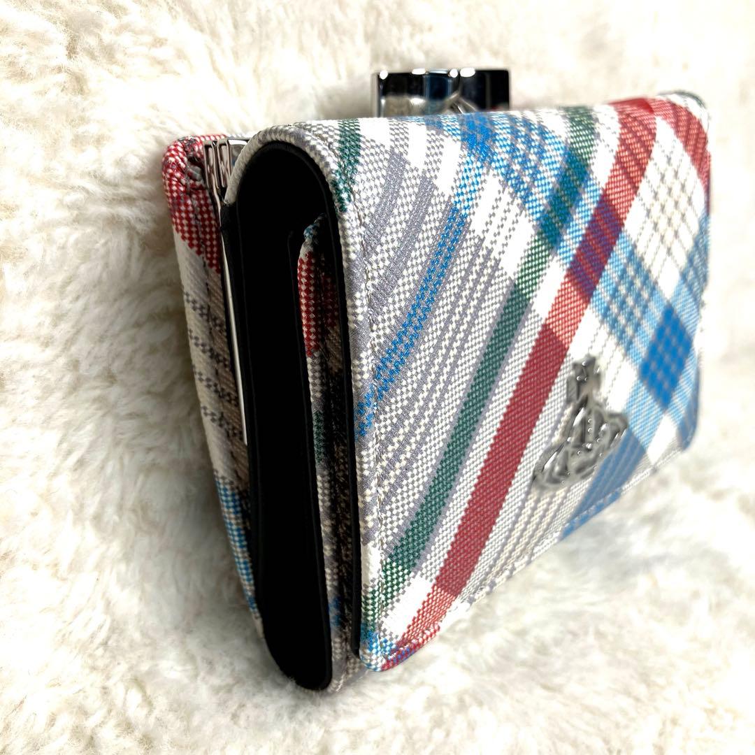 【未使用】Vivienne Westwood✨三つ折りミニ財布　チェック　がま口
