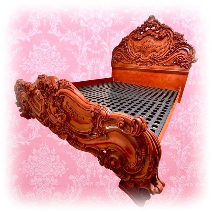 た*ー様 アンティーク 猫脚 装飾 ベッド 寝具 ロココ レリーフ 彫刻 家具