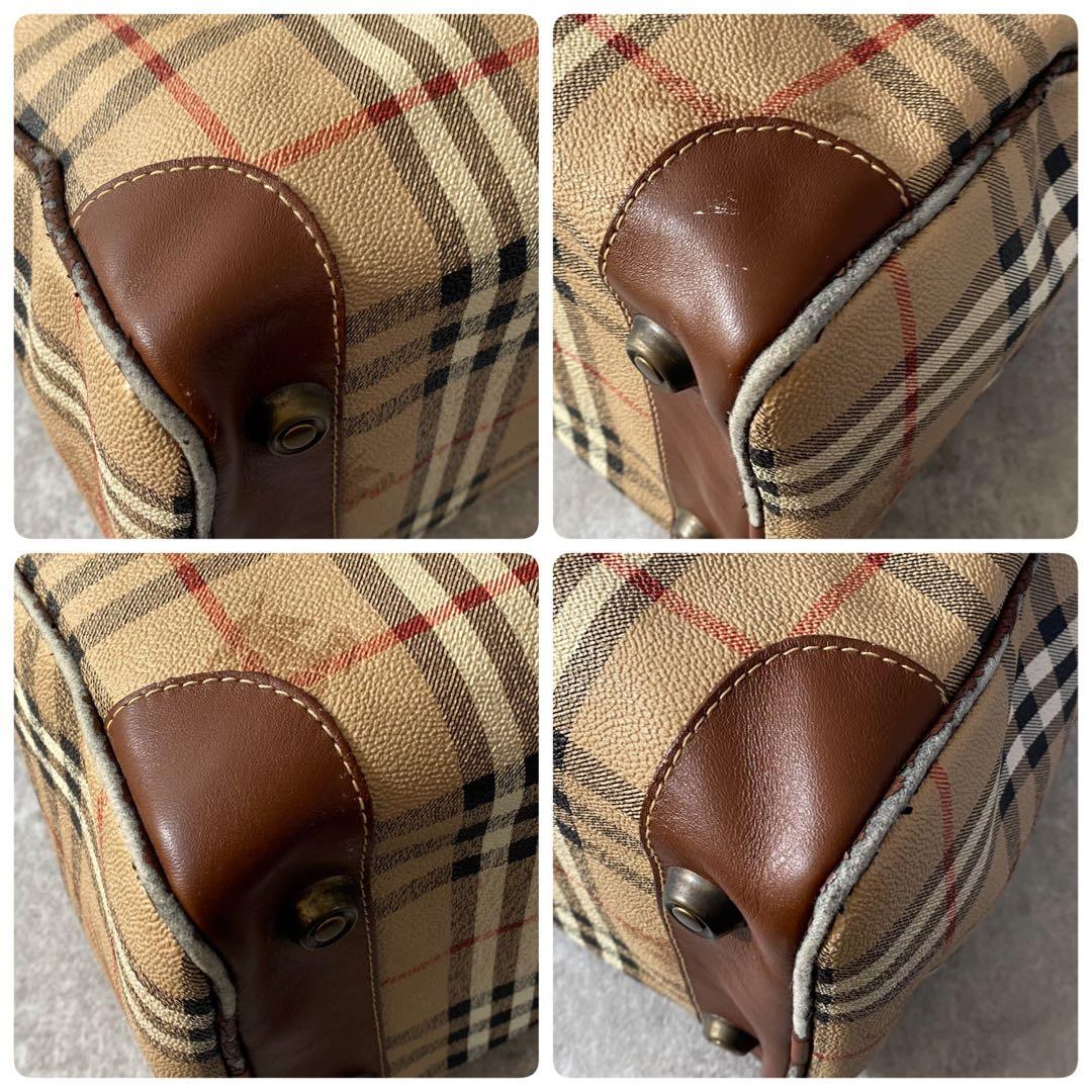 バーバリーロンドン　ボストンバッグ　2way PVCレザー　ノバチェック　ホース