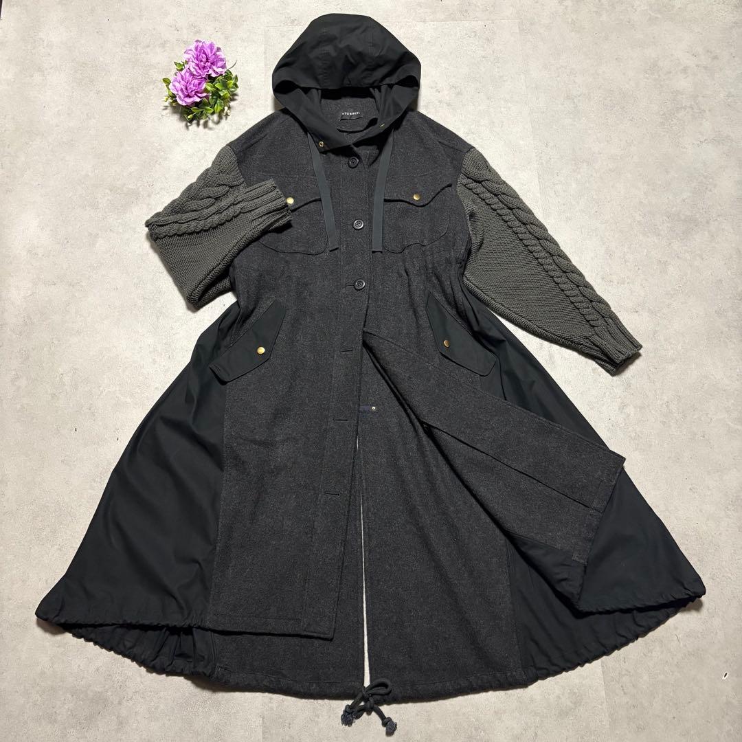 スタンブリー　 ロングコート　異素材ミックス マキシ丈　モッズコート