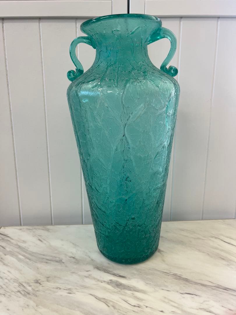 貴重！　巨大吹きガラス　アイスクラック　フラワーベース　花瓶　アンティークアート