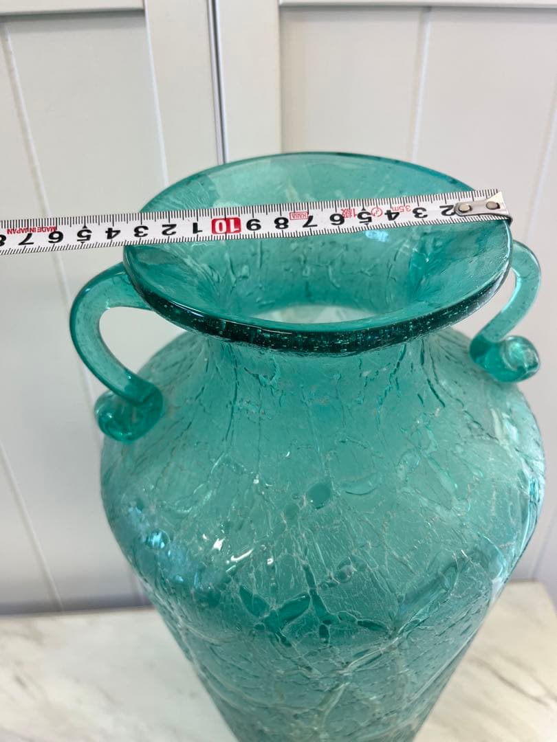 貴重！　巨大吹きガラス　アイスクラック　フラワーベース　花瓶　アンティークアート