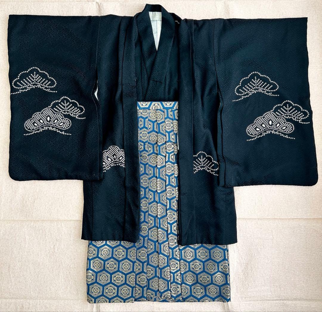 【最終値下げ】七五三 5歳男の子 袴セット 正絹 黒兜