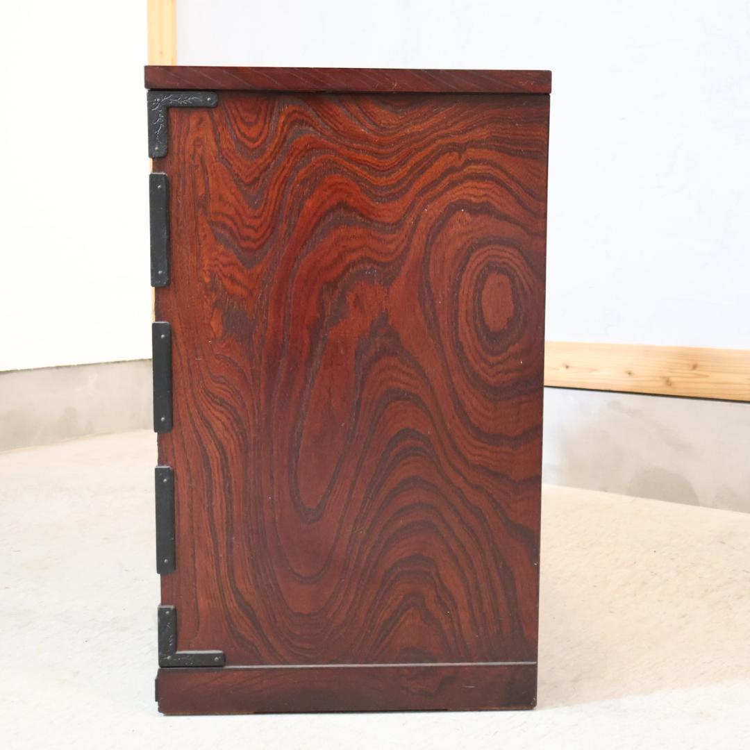 岩谷堂箪笥 欅材 漆塗り 4段チェスト 牡丹 南部鉄器 6杯整理タンス 伝統民芸