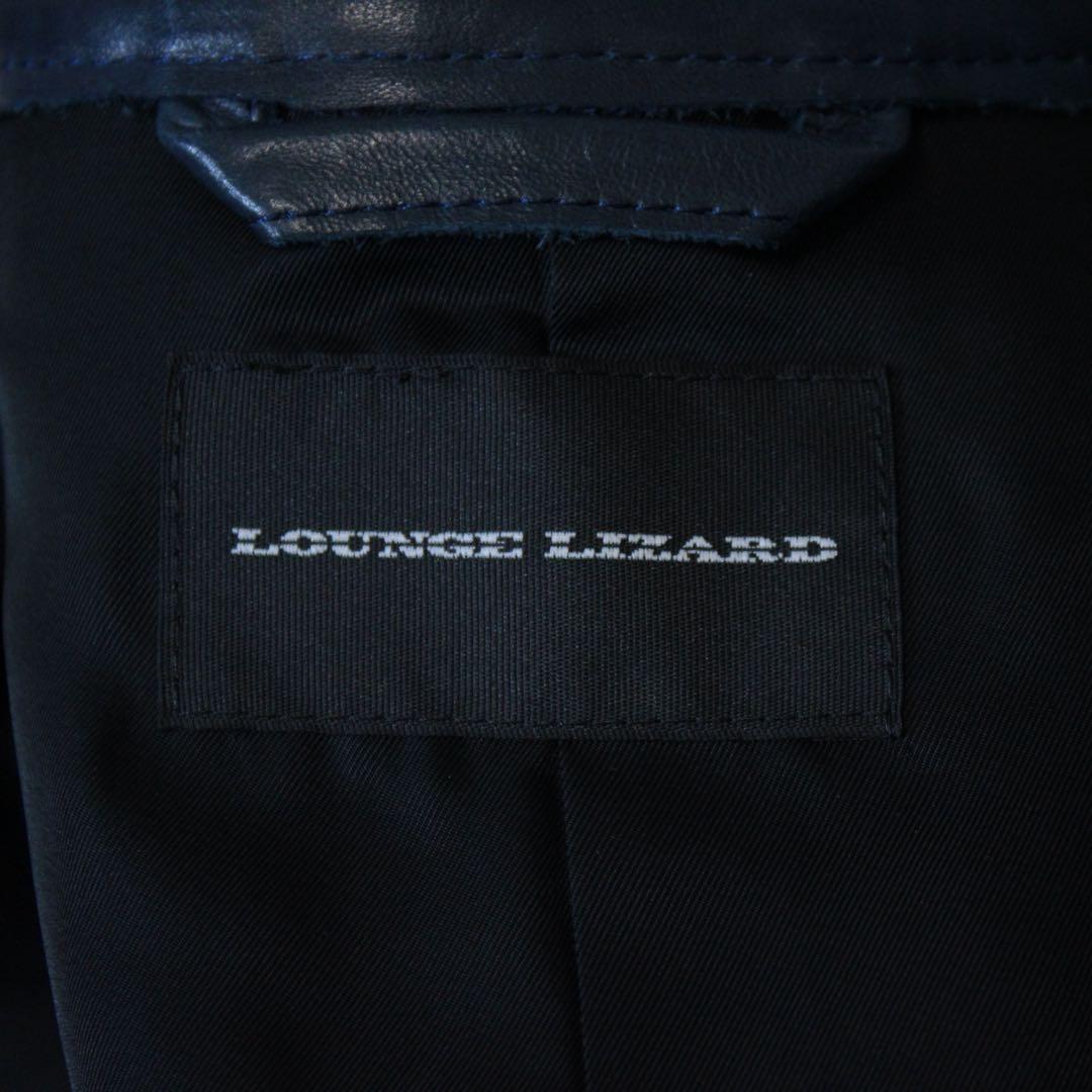 希少カラー ラウンジリザード シングルライダースジャケット 3 L ネイビー 紺